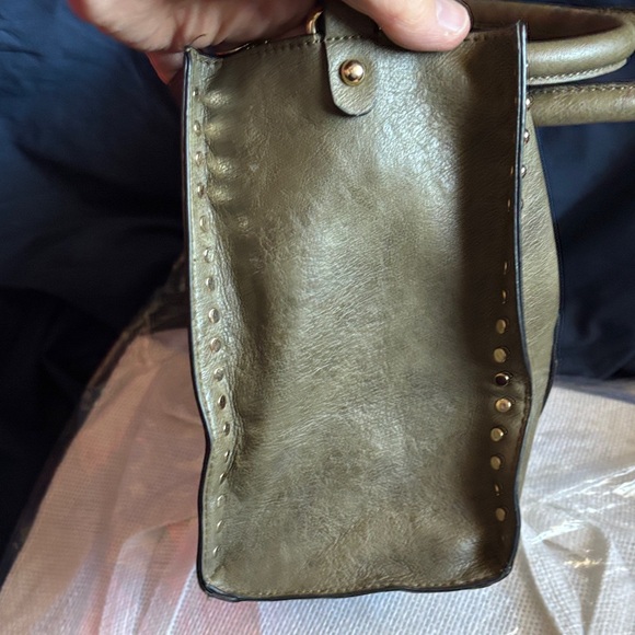 Dasein USA Vegan Leather Olive Green Studded Handbag W/ Attachable coin purse. - Picture 6 of 12